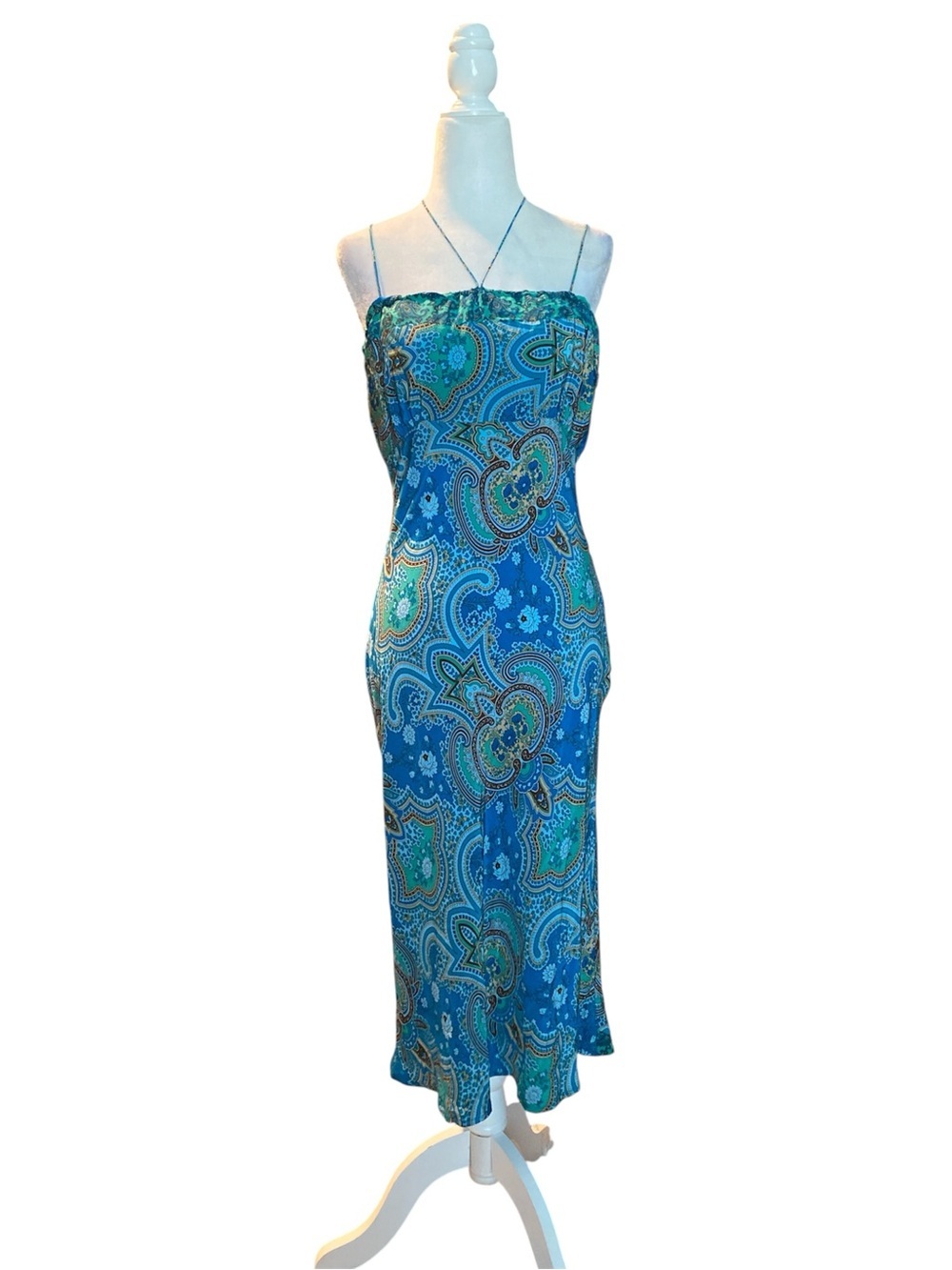 Plenty Blue Paisley Spaghetti-Strap Maxi Dress
